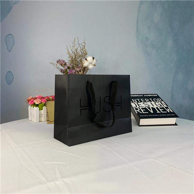 Black Logo Custom Printed Paper Bags For Shopping