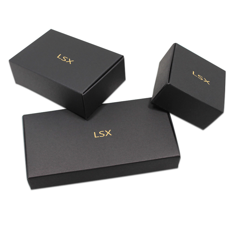 Empty Chocolate Packing Boxes 300gsm Black Card Gold Stamping Surface Logo