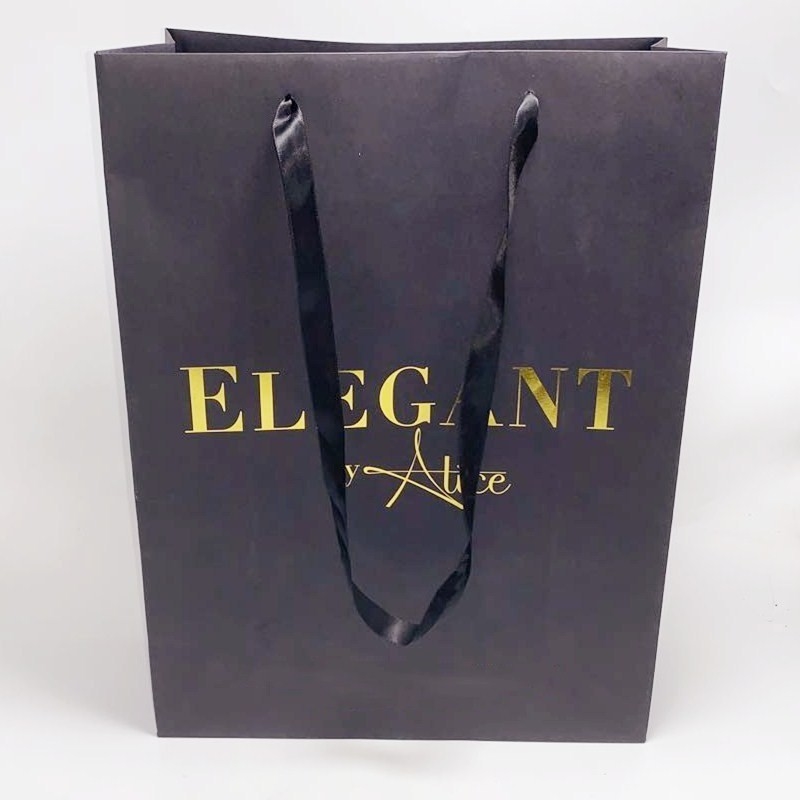 Clothing Custom Printed Paper Bags Personalised Kraft Bags With Ribbon Handle