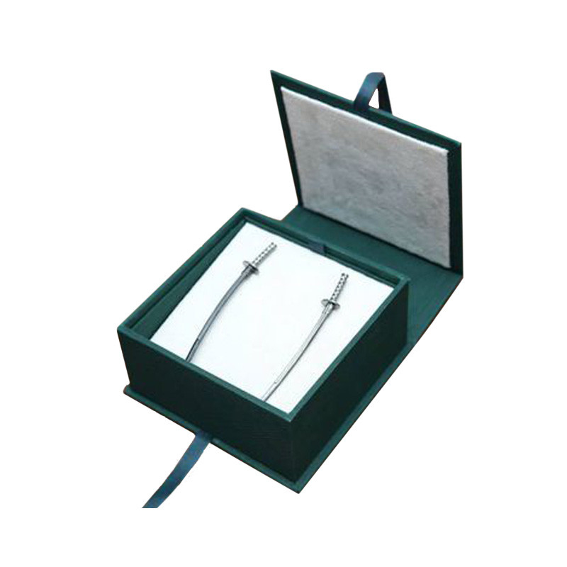 Green Cardboard Jewelry Gift Boxes Mens Jewellery Gift Packaging For Earrings