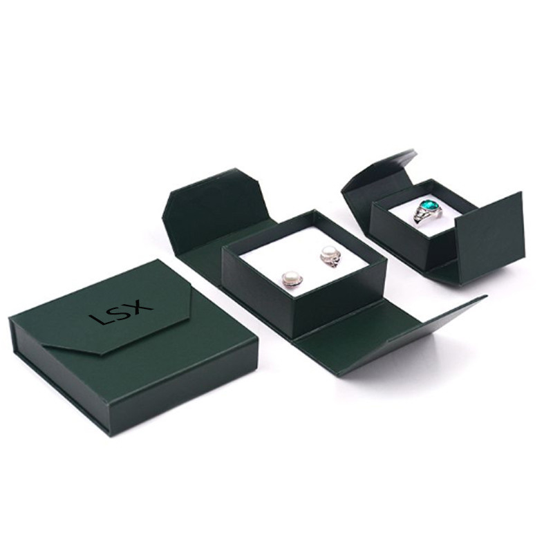Bilateral Opening Jewelry Paper Box / Jewelry Box Cardboard With White Insert