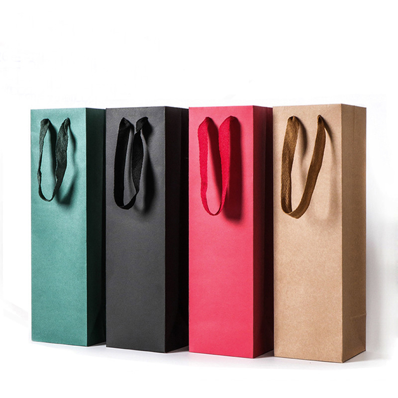Personalised Kraft Bags Printed Bottle Gift Carry Packaging Environmental Friendly